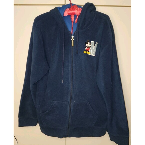 Mickey Mouse Disney Embroidered Fleece Full-Zip Hoodie Sz XL Magic Y2k Comfort - Picture 1 of 15